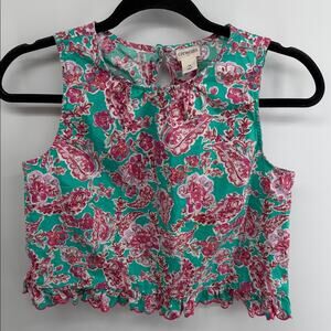 J. Crew Outlet CrewCuts floral paisley print sleeveless ruffle hem top sz 14